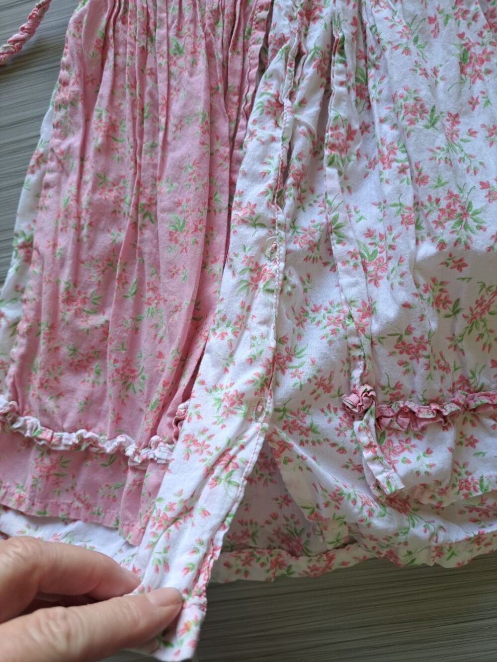 Corneloki Pink Floral Toddler Dress Ruffle Trim Button Size 2 Cotton Cottage - Picture 10 of 11
